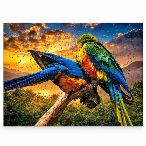 100-piece Parrot jigsaw puzzle, clean studio product photo