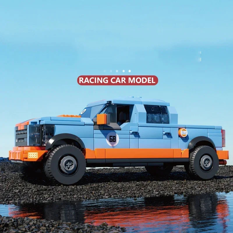 Toylvia pickup truck building blocks side view racing style vehicle model