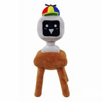 Robot character plush toy wearing a colorful propeller hat on a white background by Toylvia