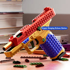 Toylvia SIG17 building block toy gun showing the empty hanging release button