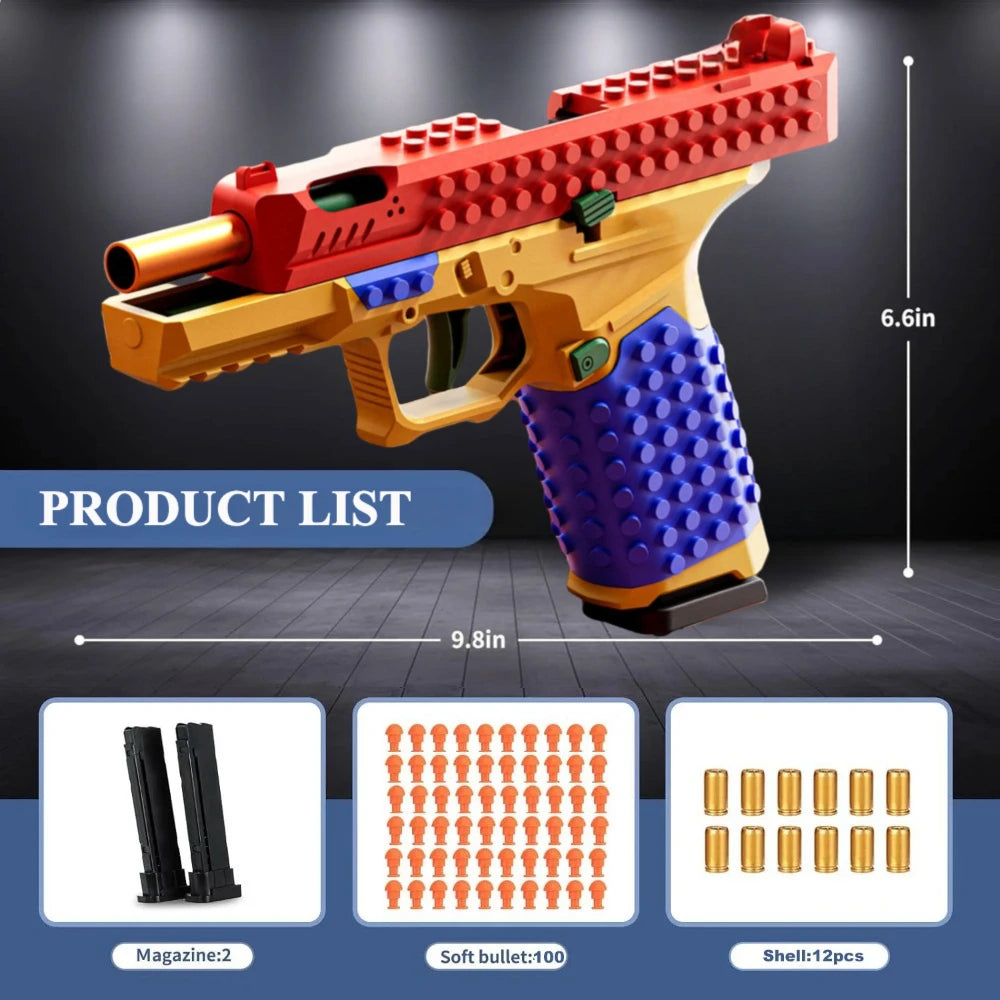 Toylvia SIG17 building block toy gun with size chart, magazines, soft bullets and shells included