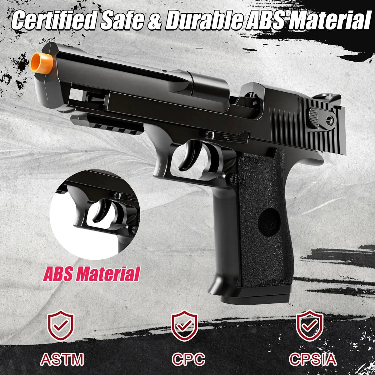 Soft bullet toy pistol made from durable ABS material with safety certifications – Toylvia