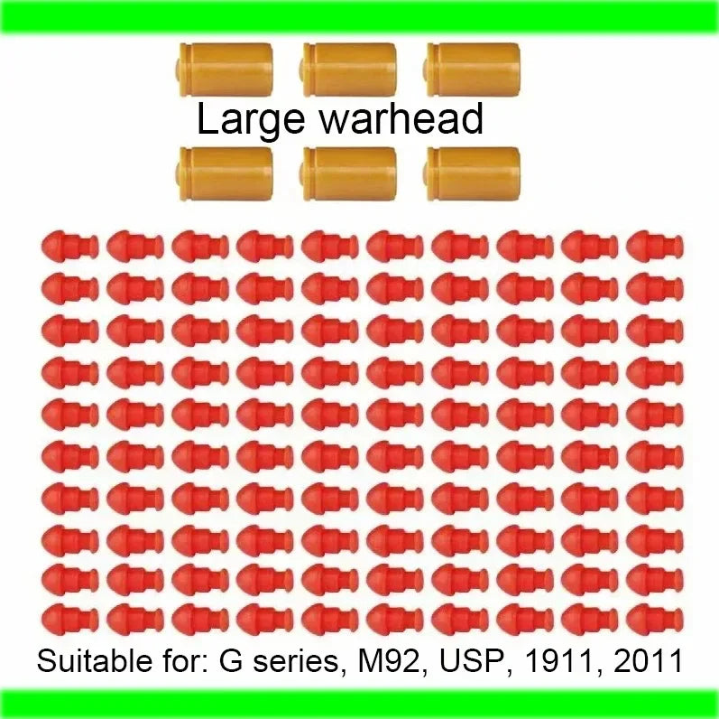 100pcs EVA soft bullet warheads compatible with M92 2011 USP toy guns