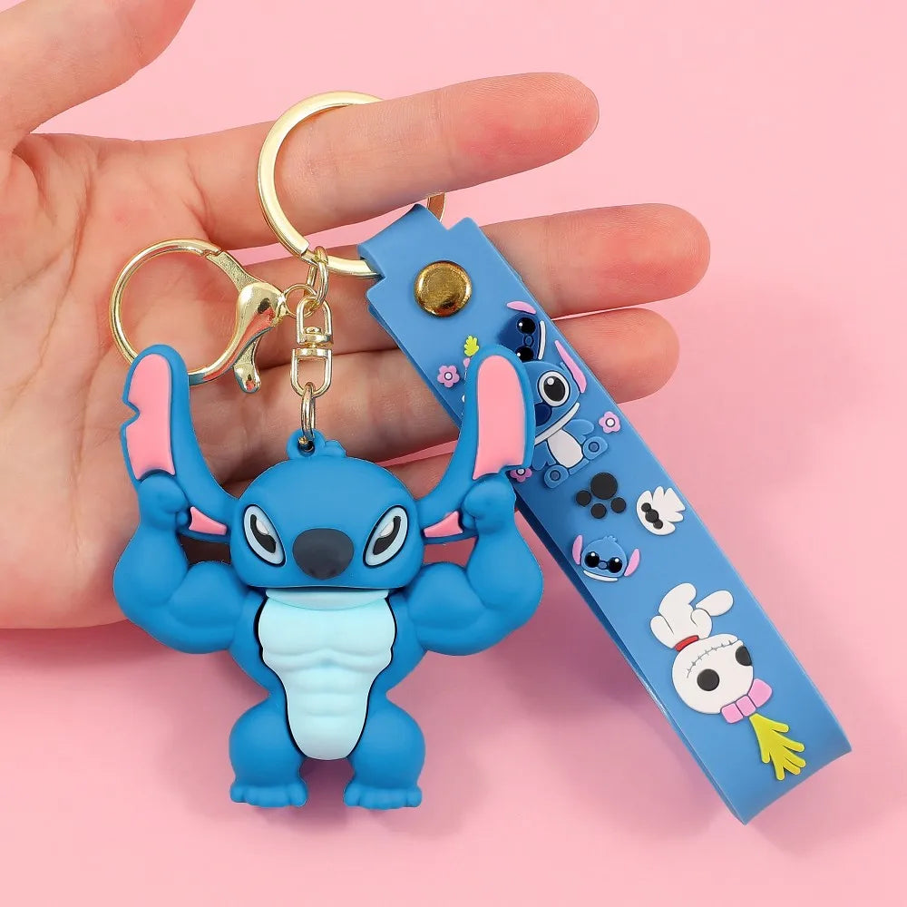 Christmas Stitch Keychain with Antlers & Santa Hat – Cute PVC Key Ring | Toylvia™ Secondary image