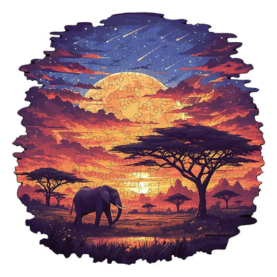 Golden Horizon: High-Difficulty Sunset Scenery Grassland Wooden Puzzle