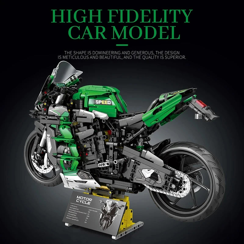 2088PCS Technical Super Motorcycle Building Blocks – 1:5 Scale Racing Bike Model | Toylvia™ Secondary image