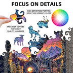 Toylvia train wooden puzzle close-up showing high-definition printing, precision cutting, and vibrant colors