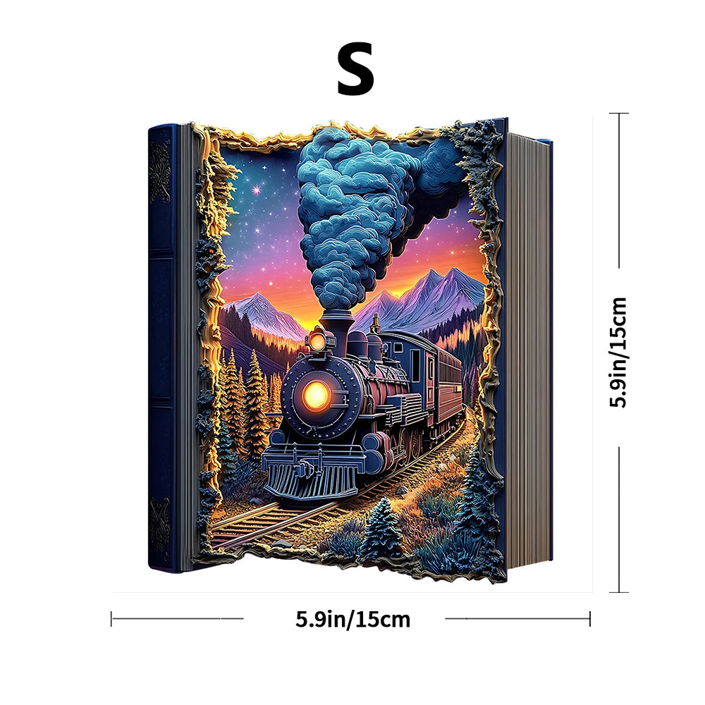 Toylvia train wooden puzzle small A5 size with compact dimensions and detailed train artwork