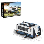 Toylvia travel trailer building blocks model with size measurements and retail box