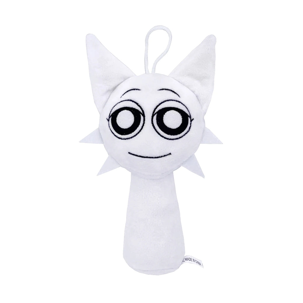 White cartoon character plush toy with large eyes and pointed ears on a white background by Toylvia