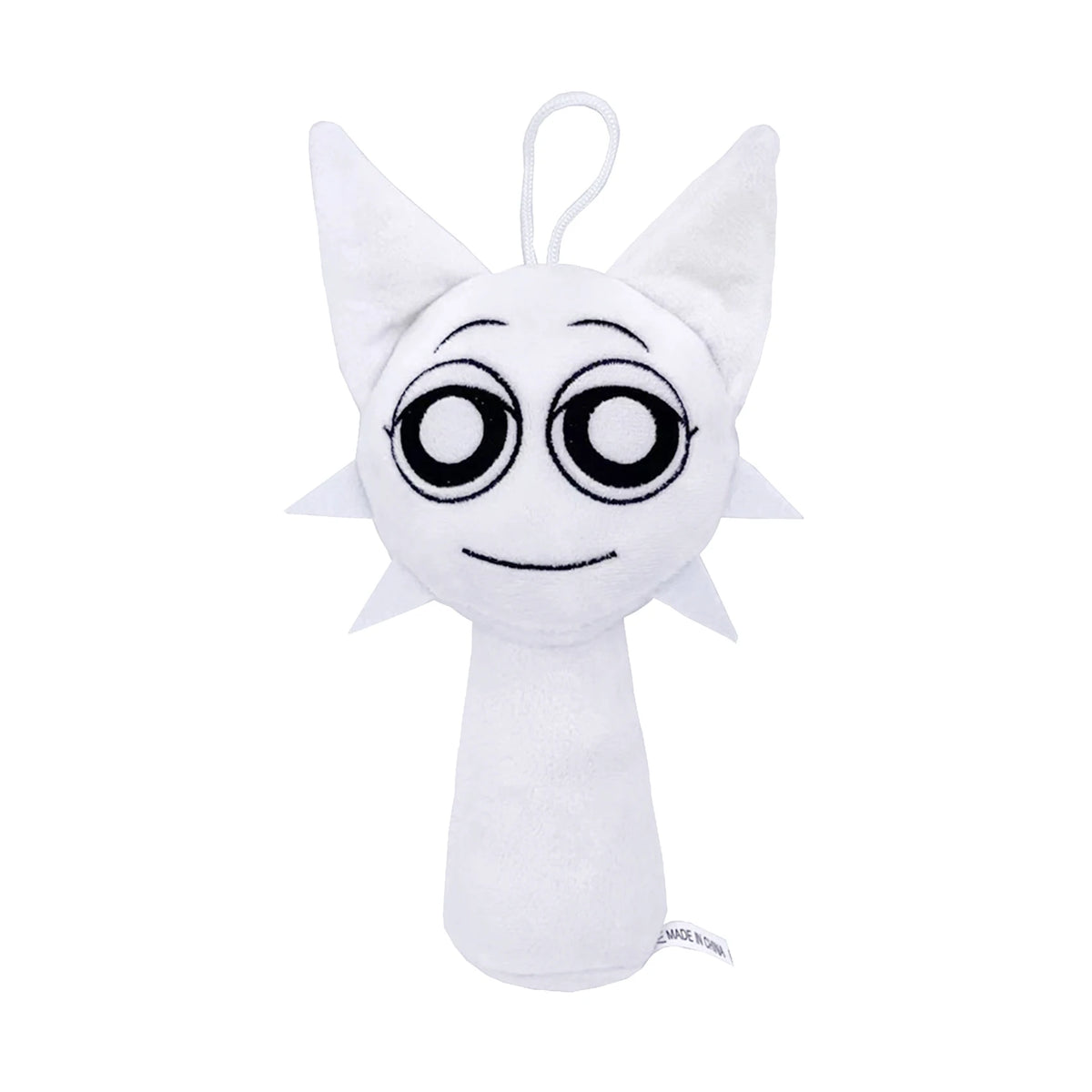 White cartoon character plush toy with large eyes and pointed ears on a white background by Toylvia