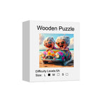Toylvia adult wooden jigsaw puzzle box shown from an angled view, featuring happy old ladies car artwork and difficulty and size details