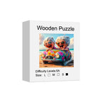Toylvia adult wooden jigsaw puzzle packaging box showing happy old ladies car artwork and product size information