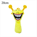 Yellow cartoon character plush toy with wide grin and antennae, 20cm size, on a white background by Toylvia