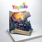 Train in the Book 3D Art Jigsaw Wooden Puzzle - (Unique Shape, Premium Wood)