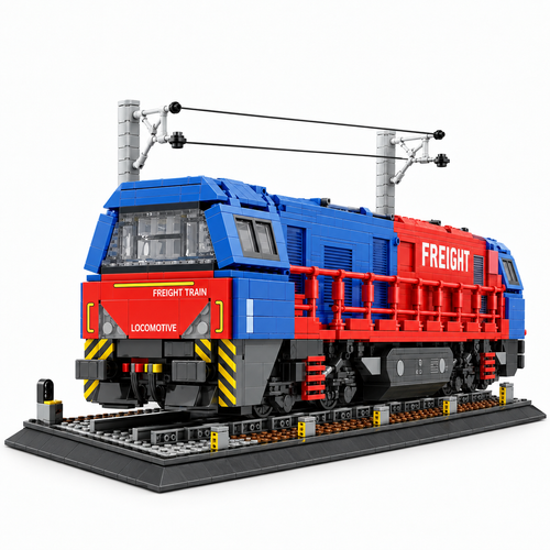 Passenger & Freight Train Building Block Track Model Set - alternate view