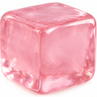 Macro detail of the translucent pink cube squishy showing its glossy soft gel shell.