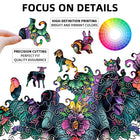 Tropical Floral Elephant Wooden Puzzle with Unique Pieces