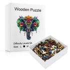 Tropical Floral Elephant Wooden Puzzle with Unique Pieces