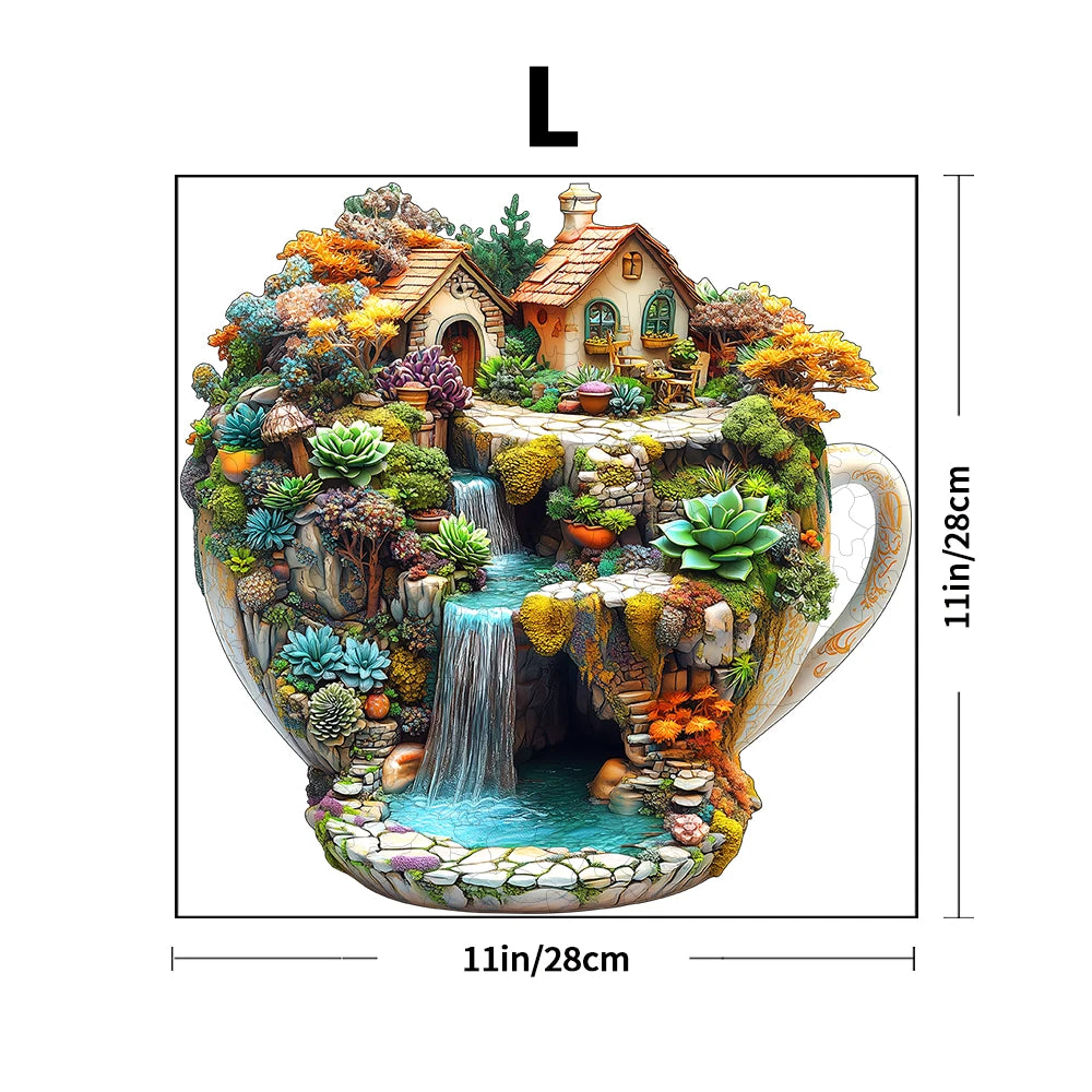 Dreamy Tea Cup Garden Wooden Puzzle - Unique Shape Jigsaw for Kids Secondary image