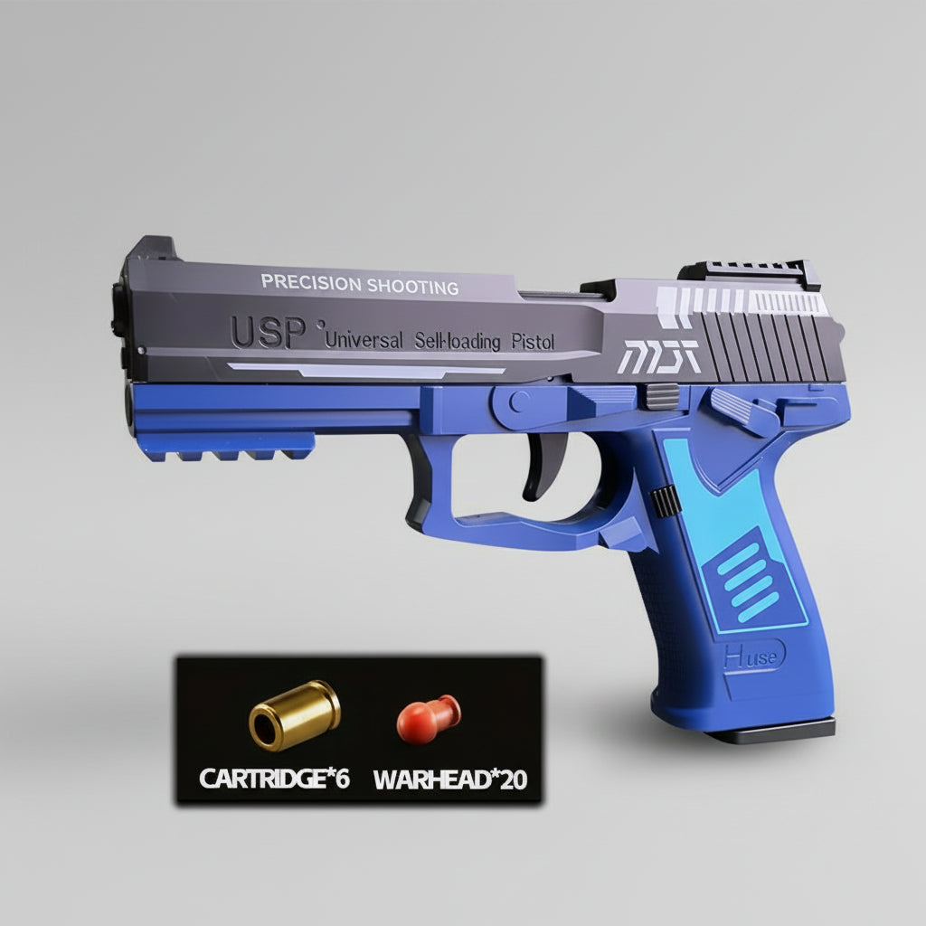 Blue USP-style soft bullet toy pistol