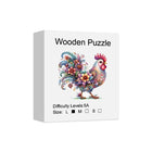 Mindful Dawn: Colorful Whimsical Rooster High-Difficulty Wood Jigsaw
