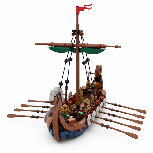 MOC Medieval Viking Ship Building Blocks Set (463 PCS) - Ocean Adventure Boat Model | Toylvia™ - alternate view