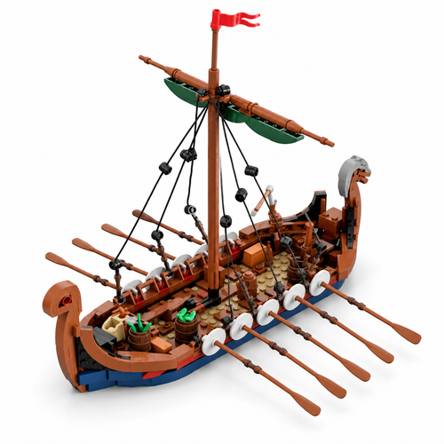 MOC Medieval Viking Ship Building Blocks Set (463 PCS) - Ocean Adventure Boat Model | Toylvia™ product photo