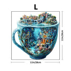 Whimsical Teacup Village Wooden Puzzle - Exquisite Handicraft Decor