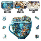 Whimsical Teacup Village Wooden Puzzle - Exquisite Handicraft Decor