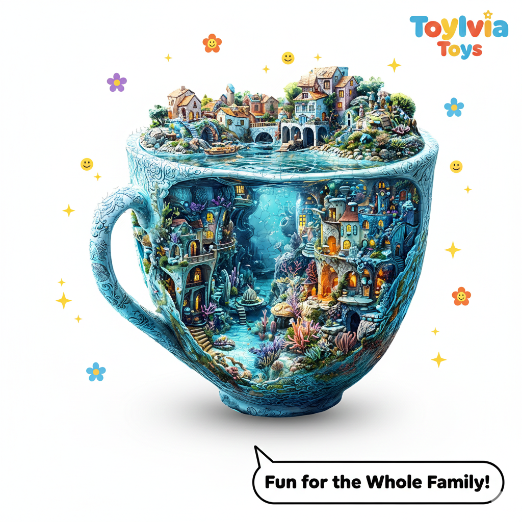 Toy with a cup design featuring a miniature underwater city, branded 'Toylivia Toys'. Main image