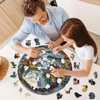 Wild Horses Mountain Valley Wooden Jigsaw Puzzle Unique Animal-Shaped Pieces