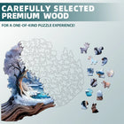 Winter Treehouse Wooden Jigsaw Puzzle Unique Animal Shaped Pieces Snowy Forest Art