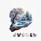 Winter Treehouse Wooden Jigsaw Puzzle Unique Animal Shaped Pieces Snowy Forest Art