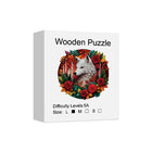 Focus & Mastery: Majestic Wolf in Bloom High-Difficulty Wood Jigsaw