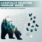 Woodland Bear Silhouette Wooden Jigsaw Puzzle Unique Wildlife Art Puzzle