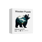 Woodland Bear Silhouette Wooden Jigsaw Puzzle Unique Wildlife Art Puzzle