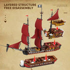 Red Sail Pirate Ship Building Set | 2776PCS Fabric Sails | ToyIvia