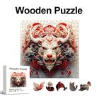 Year of the Dragon Wooden Jigsaw Puzzle Unique Animal Shaped Pieces Mythical Dragon Art