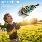 Macro view showing the pliable EPP foam wing flexing safely under hand pressure without snapping.