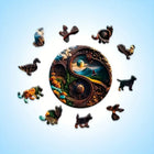 Yin Yang Nature Wooden Jigsaw Puzzle Animal-Shaped Pieces Scenic Art