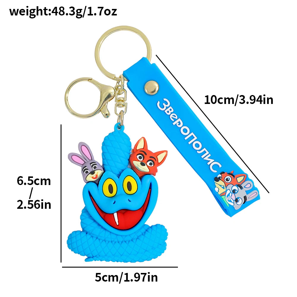 Zootopia 2 Gary blue snake PVC keychain size dimensions and measurements