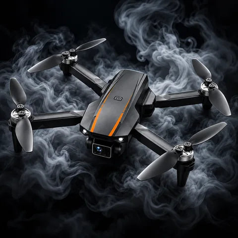 Drone in swirling smoke