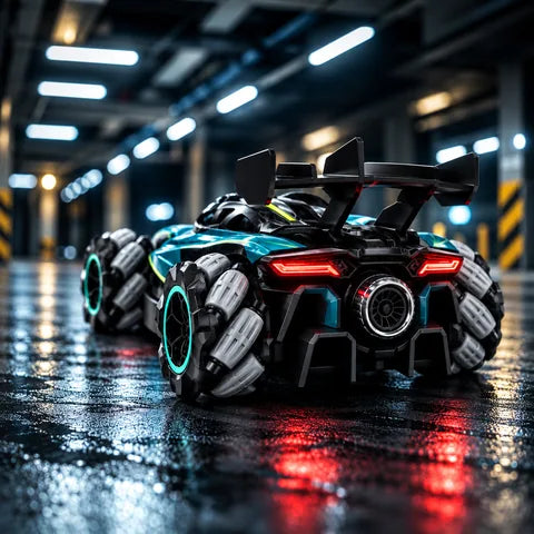 Hypercar in a wet garage