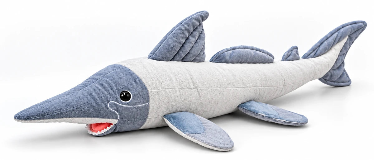 66CM Long-Snouted Silver Shark Plush Toy Realistic Ocean Animal